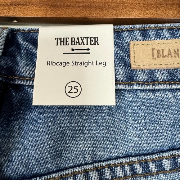 Blank NYC Blue Wildflower Destruct The Baxter Ribcage Straight Jean NWT Size 25 - Picture 6 of 9